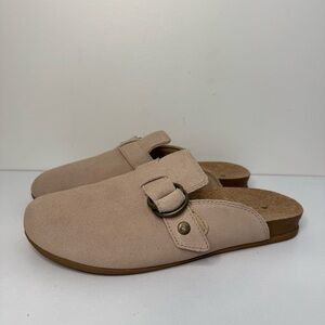 REEF Serenity Beige Suede Leather Slip-On Footbed Clogs | Size 9
